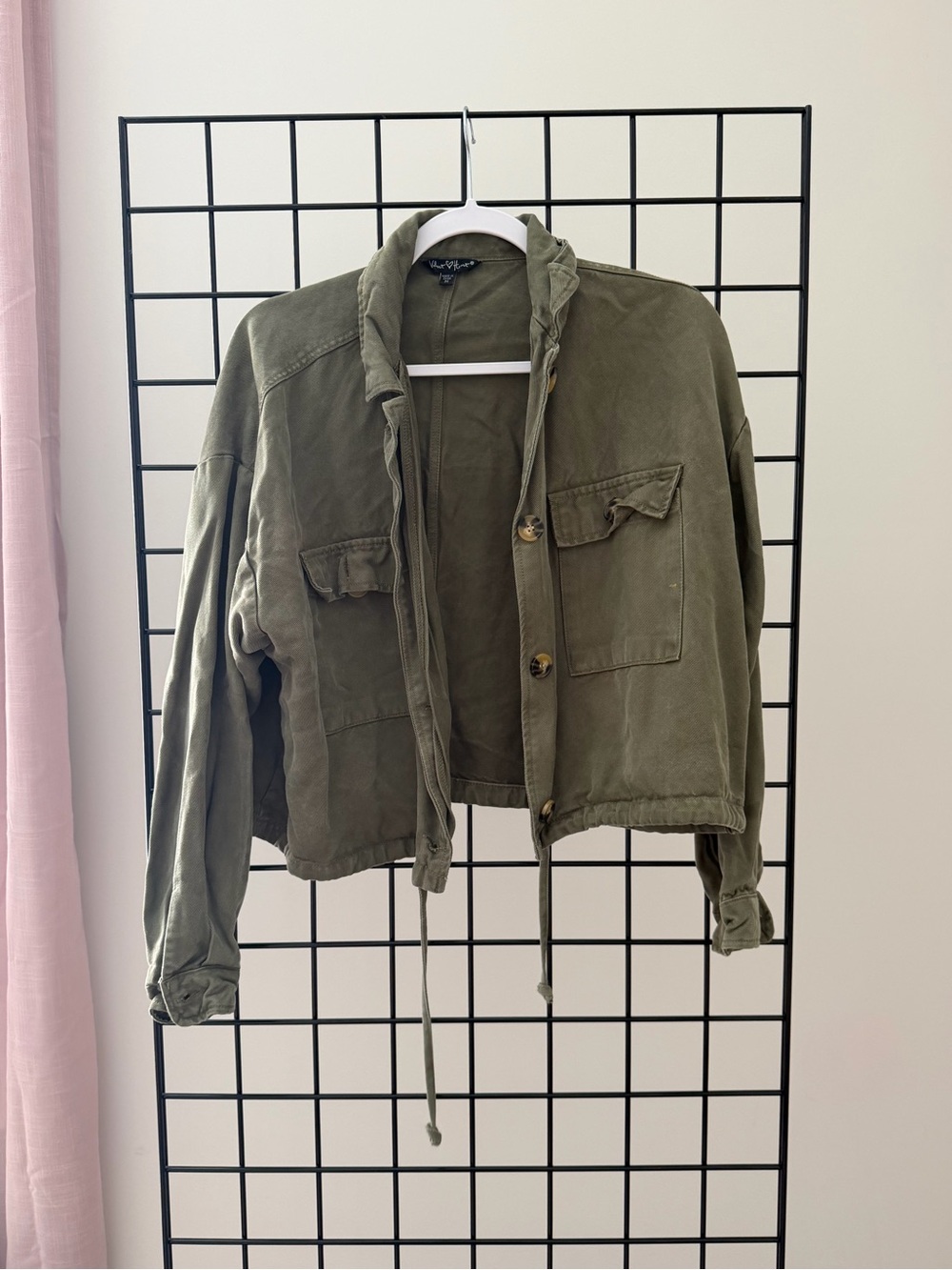 Velvet Heart Olive Green Cropped Utility Jacket